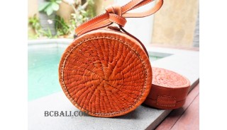 circle full leather sling bags large size handmade